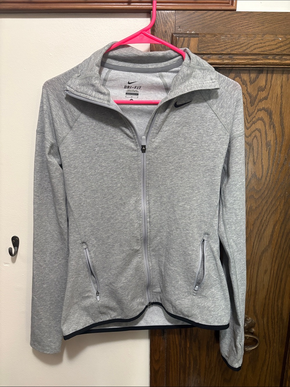 Nike Light Gray Dri-FIT Full-Zip Athletic Jacket